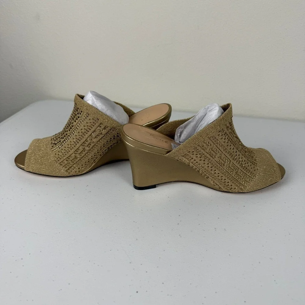 Lauren Lorraine Womens 8.5‎ Martha Wedge Sandal Gold Rhinestone Glam Evening NEW